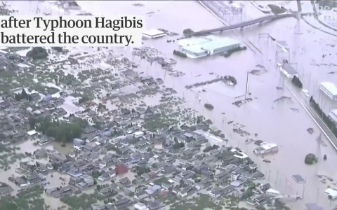 航拍：超强台风“海贝斯” 造成日本部分地区被洪水淹没-航拍网