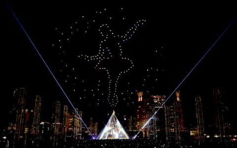 Intel500无人机编队 东京车展上演灯光秀-航拍网