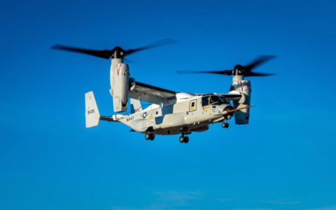 波音CMV-22B鱼鹰(Osprey)倾转旋翼机在德州完成首次试飞-航拍网