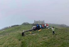 江西武功山一观光直升机极低空侧翻 无人员伤亡-航拍网