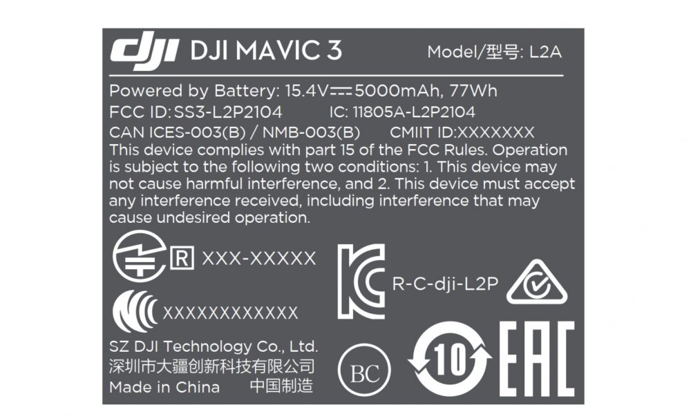 DJI Mavic 3 FCC 文件确认即将发布